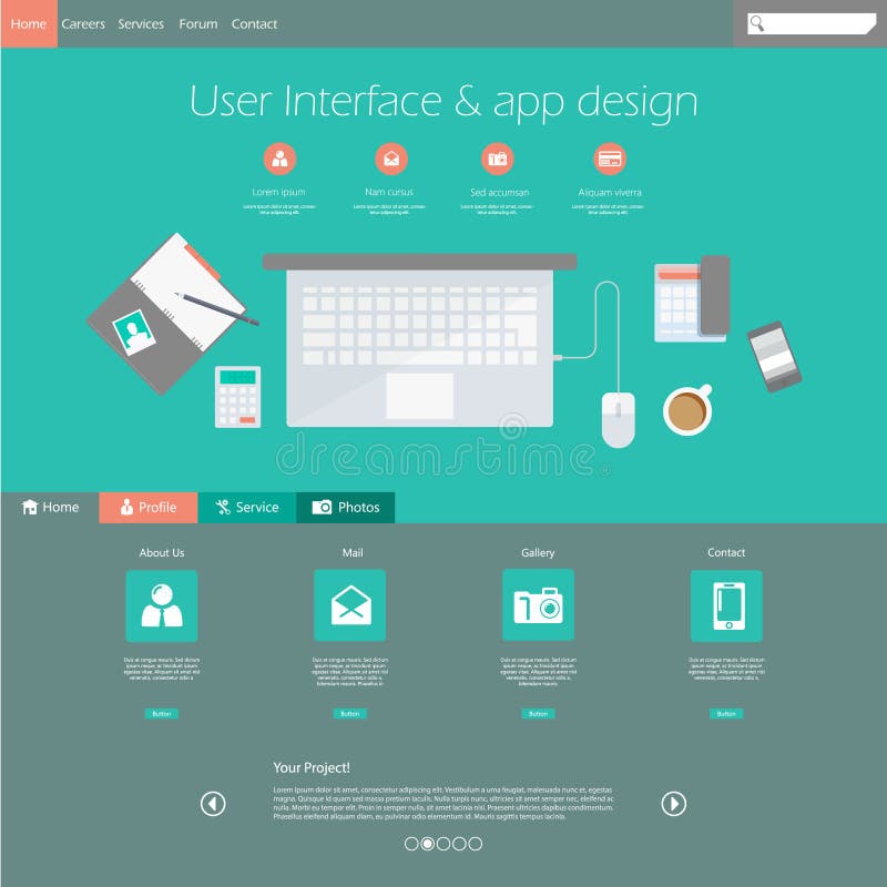 Flat modern web design elements royalty free illustration