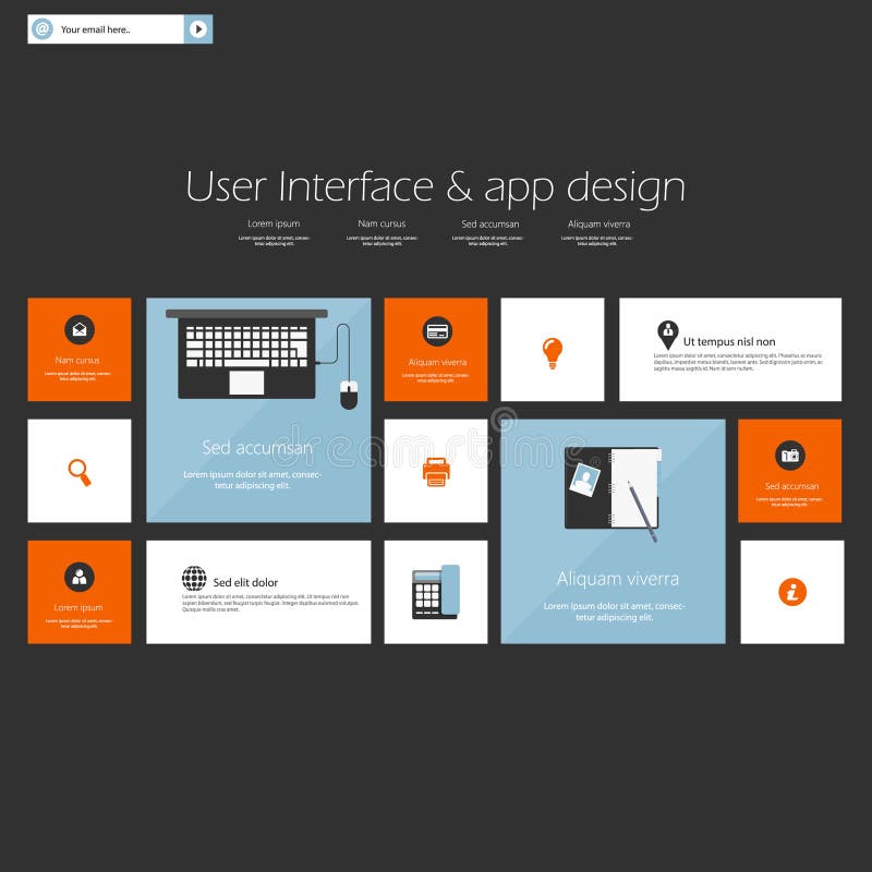 Flat modern web design elements stock illustration