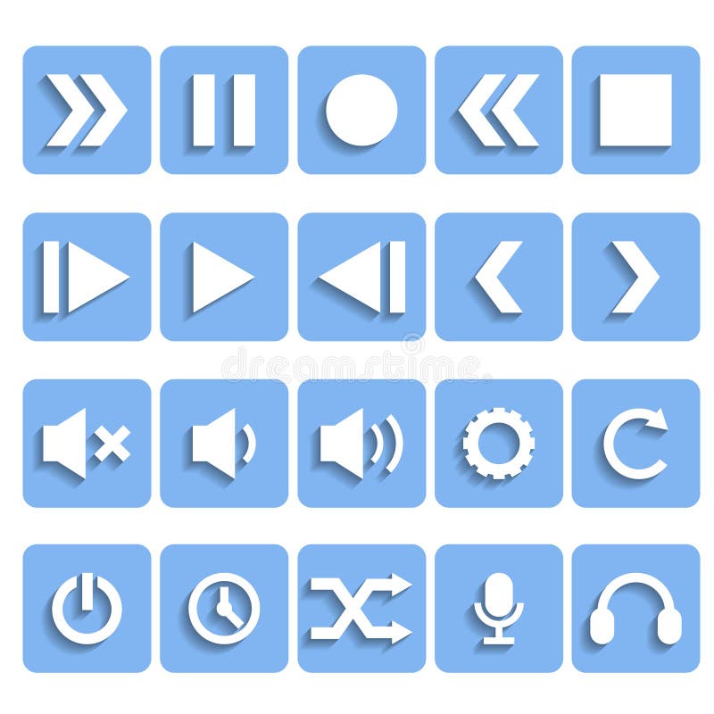 Flat Player Icons with Shadow vector illustration