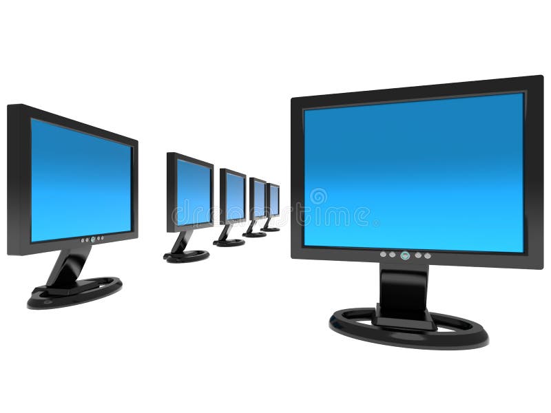 Flat screen monitors stock illustration