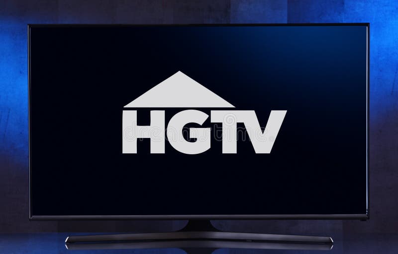 Flat-screen TV set displaying logo of HGTV