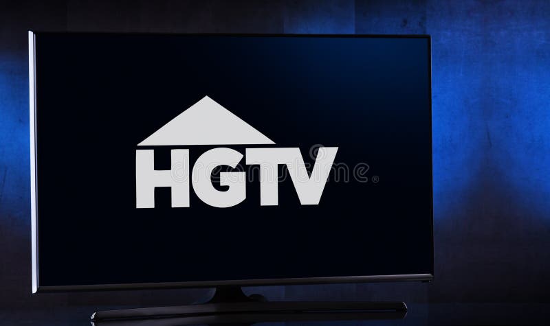 Flat-screen TV set displaying logo of HGTV