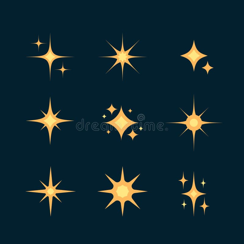 Flat Sparkling Star Set Vector Illustration Stock Vector