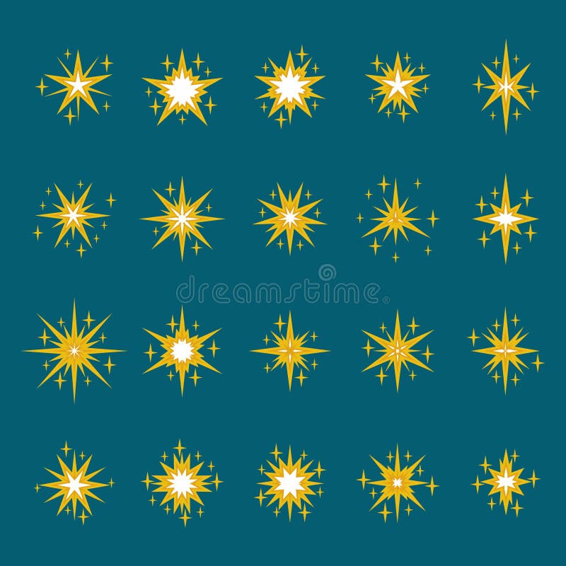 Flat Sparkling Stars Collection Vector Stock Vector Illustration Of