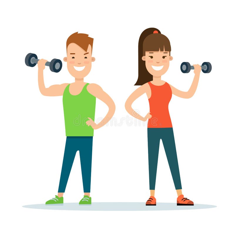 Flat Athlete workout characters . Fitness ma stock illustration Flat Athlete workout characters . Fitness ma stock illustration