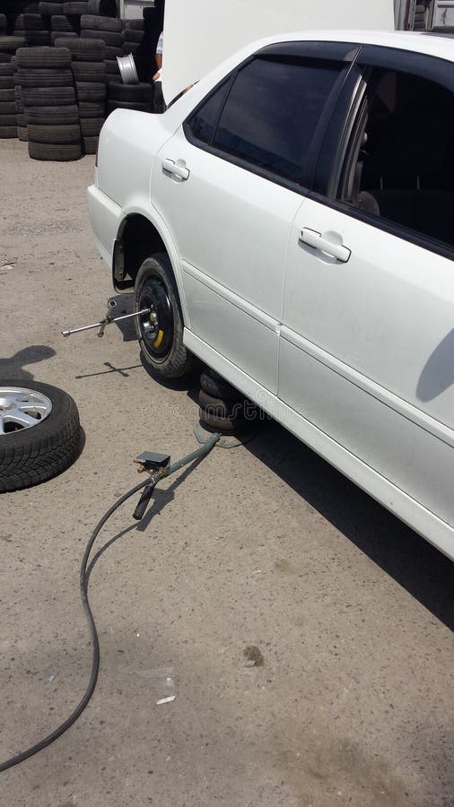 Flat Tire stock photo. Image of tire, jack, flat, repair 44405128
