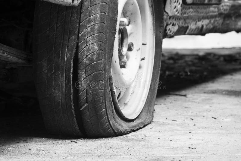 Flat Tire Of Old Car Stock Photo Image Of Stop Closeup 30347994