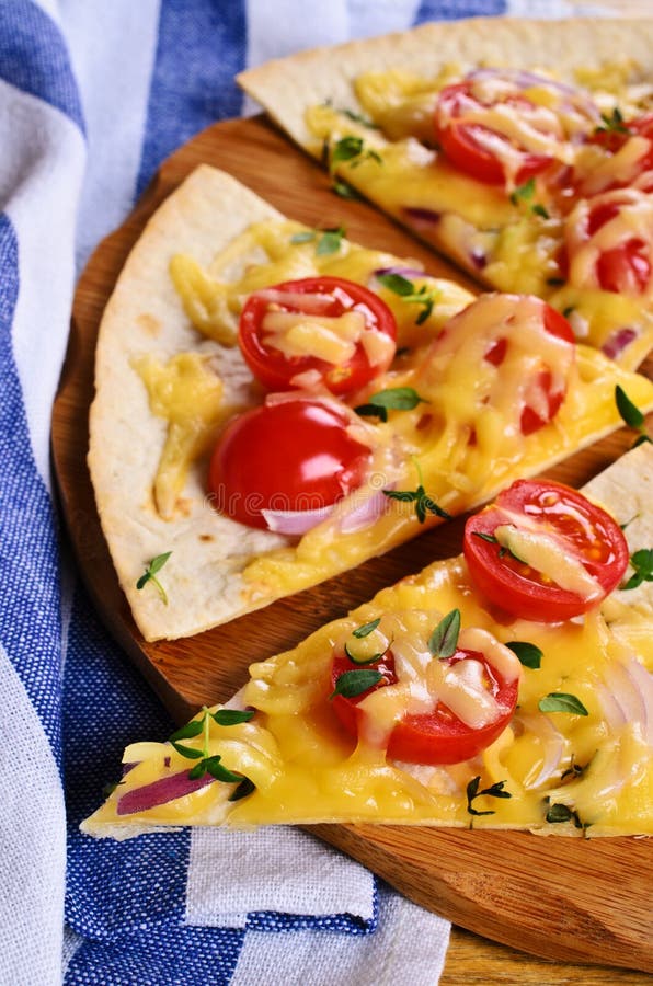 Flat Tortilla with Cheese and Vegetables Stock Photo Image of bread