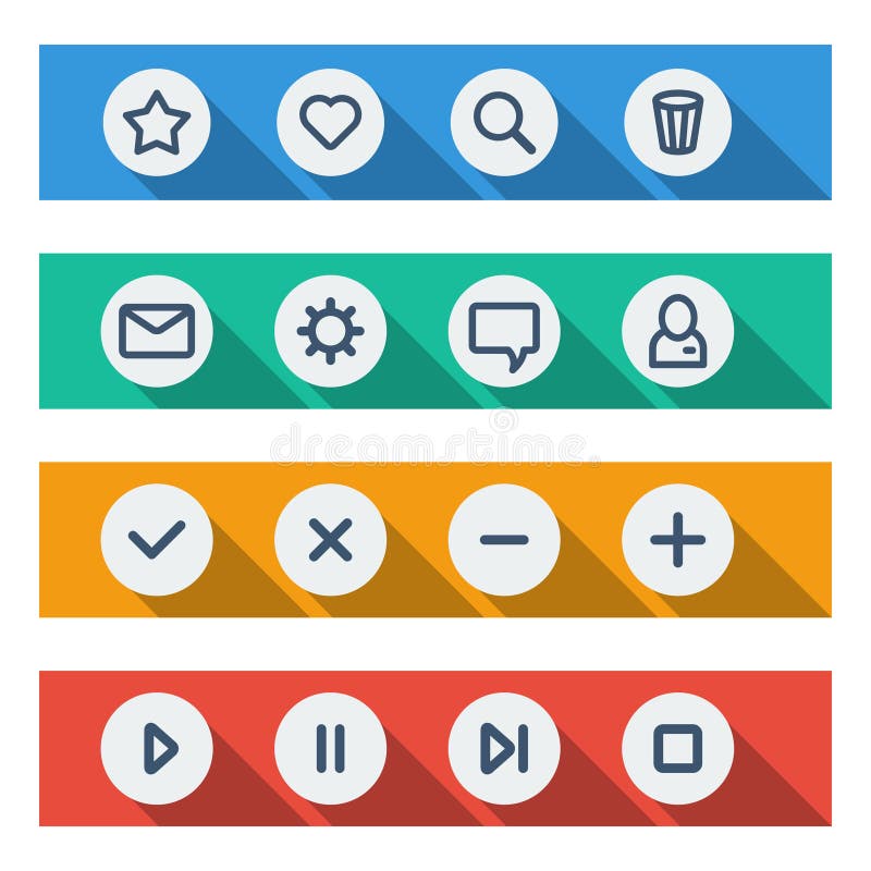 Flat UI design elements - set of basic web icons