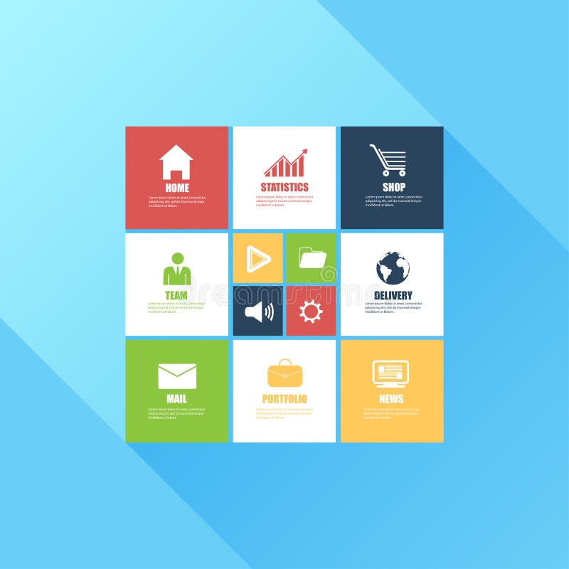 Flat user interface template stock illustration