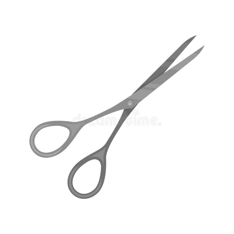 Flat vector icon of operating scissors. Surgical instrument. Stainless steel shears. Cutting tool with two sharp blades royalty free illustration Flat vector icon of operating scissors. Surgical instrument. Stainless steel shears. Cutting tool with two sharp blades royalty free illustration