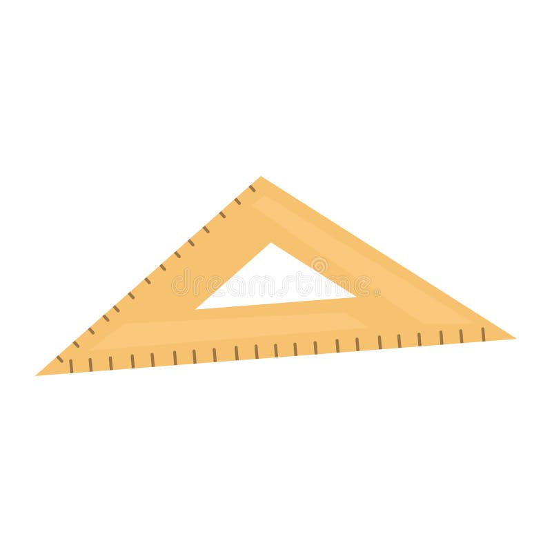 Flat vector illustration of a brown wooden triangular ruler, a flat vector illustration royalty free illustration