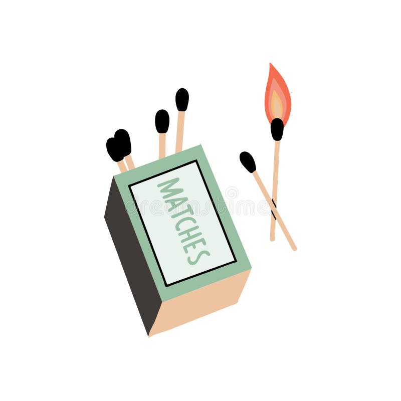 Matchbox and Burning Match,Hand Drawn illustration royalty free illustration