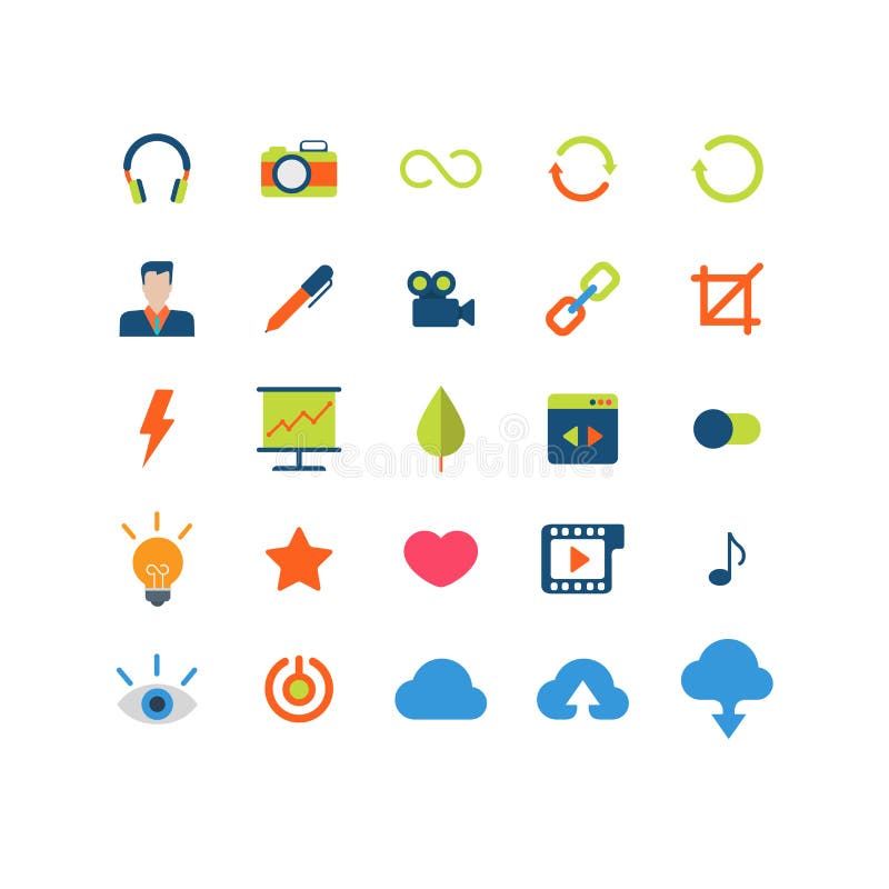 Flat vector mobile web app interface icon pack vector illustration Flat vector mobile web app interface icon pack vector illustration
