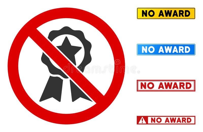 Flat Vector No Award Sign with Phrases in Rectangular Frames Stock