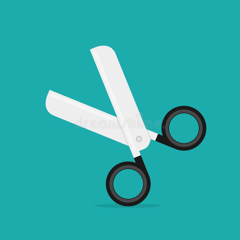 Flat vector scissor icon illustration. Open cut scissors icon design vector illustration Flat vector scissor icon illustration. Open cut scissors icon design vector illustration