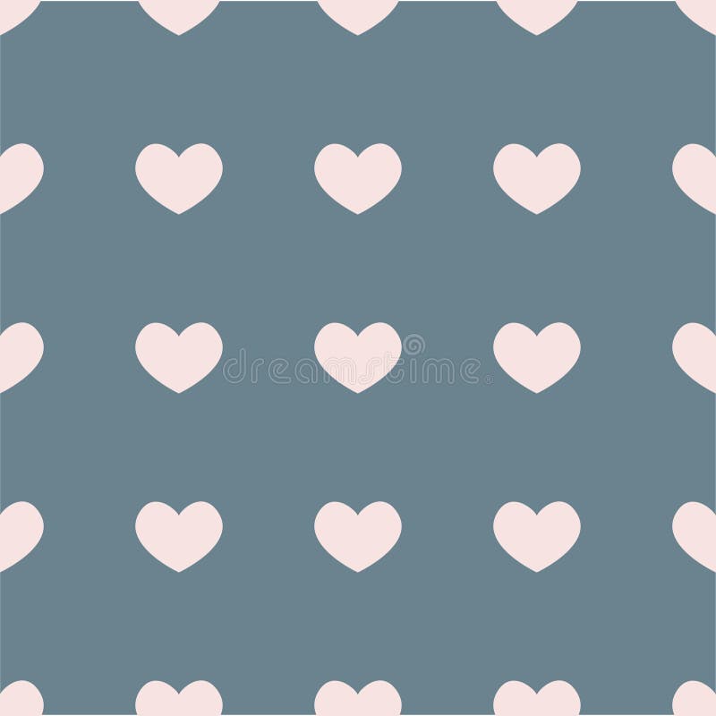 Flat Vector Seamless Pattern with Pink Hearts on Gray Background Stock Vector Illustration of