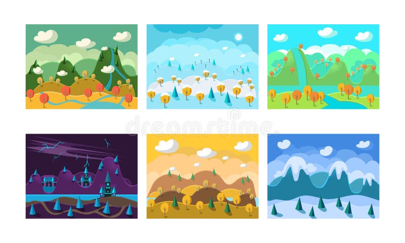 2d game art, natural landscape for games, mobile applications and  computers, game background vector illustration. 15942306 Vector Art at  Vecteezy