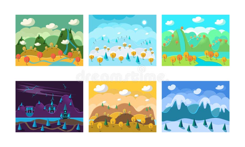 2d game art, natural landscape for games, mobile applications and  computers, game background vector illustration. 15942311 Vector Art at  Vecteezy