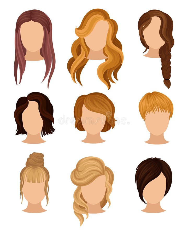 Beautiful Young Women with Fashion Trendy Hairstyles. Vector Illustration.  Stock Vector - Illustration of haircut, avatar: 153669113
