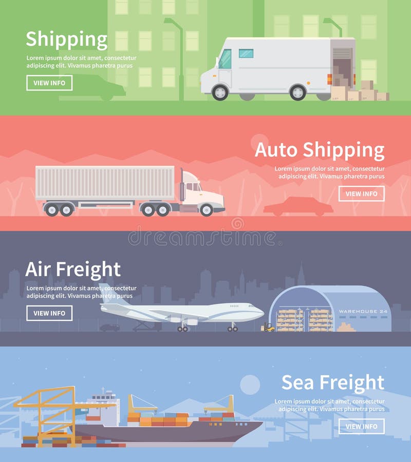 Flat vector web banner. Logistics. part 1