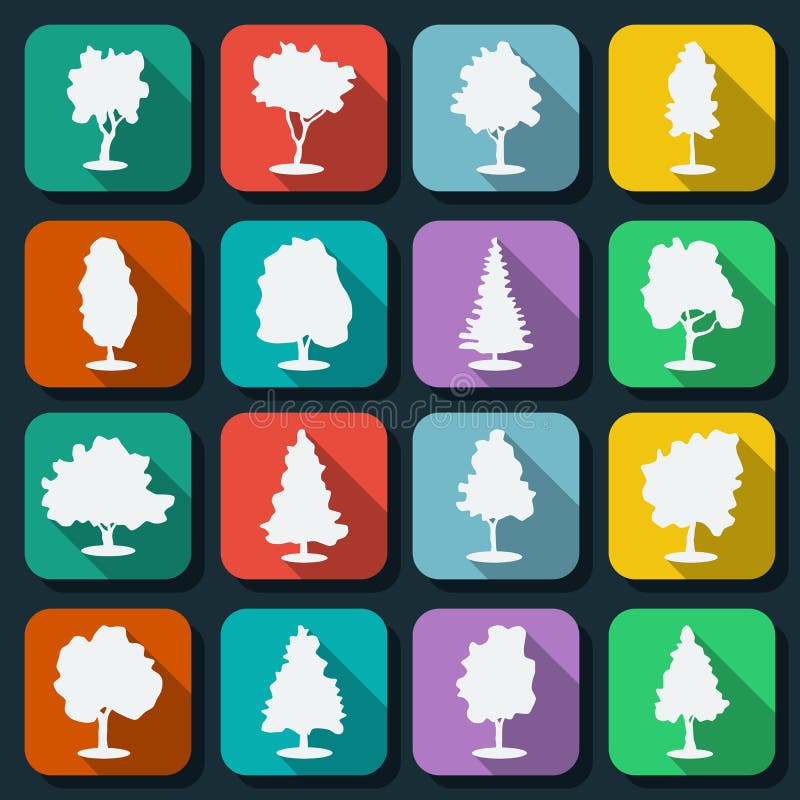 Trees web icons vector set