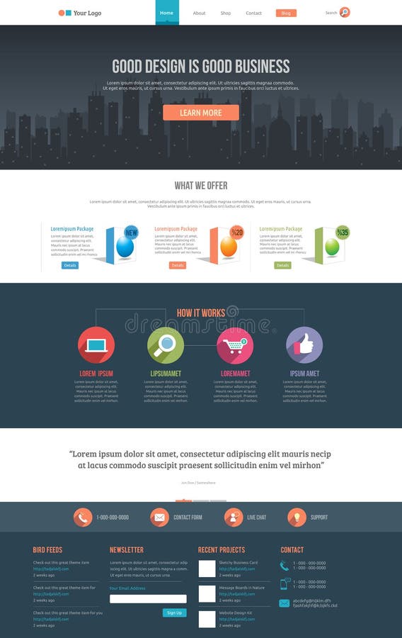 Flat Website Template royalty free illustration