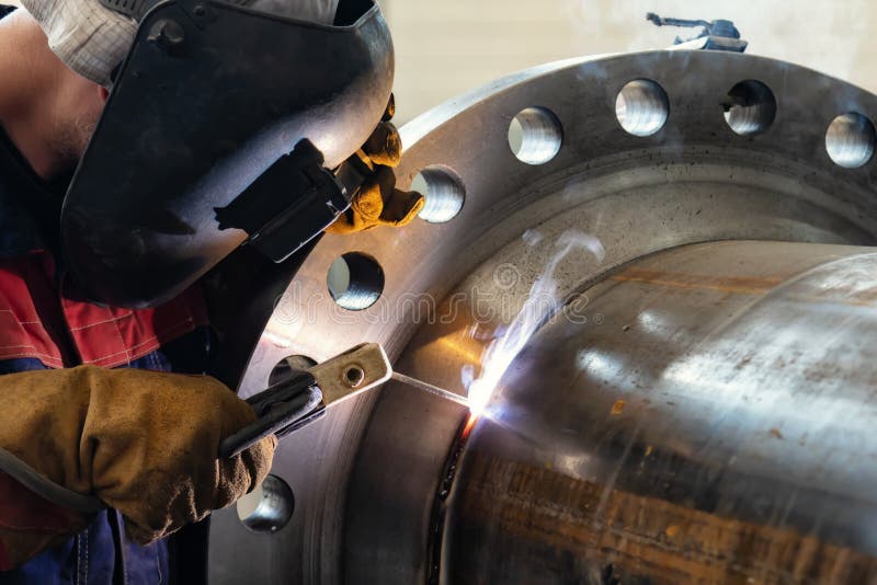 Flat Welding Flange To the Pipe Steel Stock Image Image of mask
