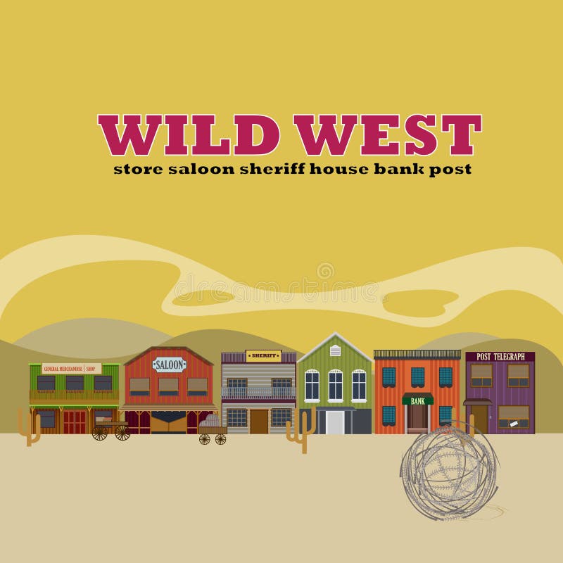 Flat Wild West Street Scenery Background