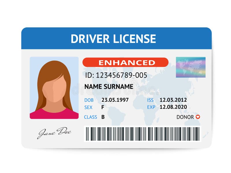 Vector template of sample driver license plastic card for USA