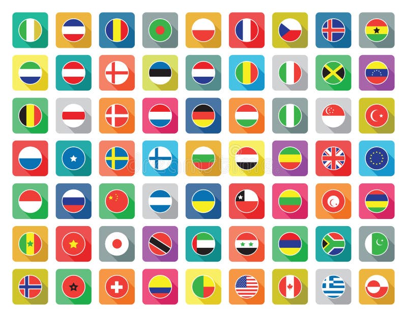 Flat world flag icons stock illustration Flat world flag icons stock illustration