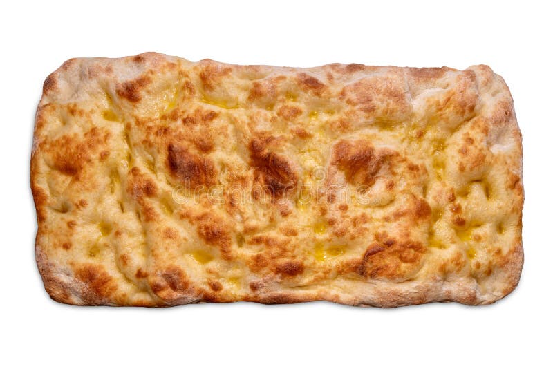 Flatbread focaccia or crushed flat bread with olive oil stock photography