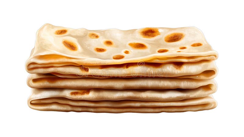 Flatbread Stack - Delicious Golden Brown Flatbreads Isolated royalty free illustration