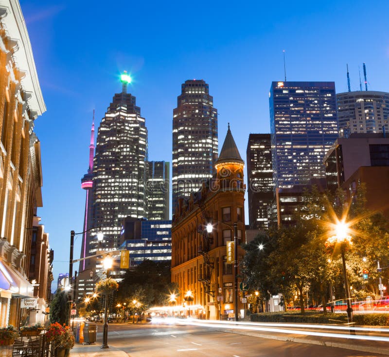 Flatiron and Downtown Toronto at Night royalty free stock image Flatiron and Downtown Toronto at Night royalty free stock image