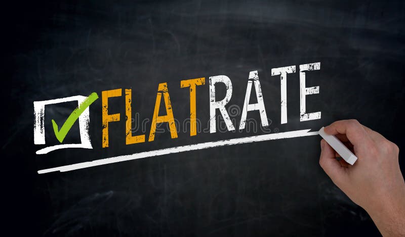 flatrate-is-written-by-hand-on-blackboard-stock-illustration