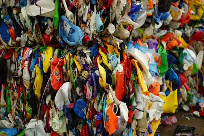 Flattened laundry soap containers royalty free stock images