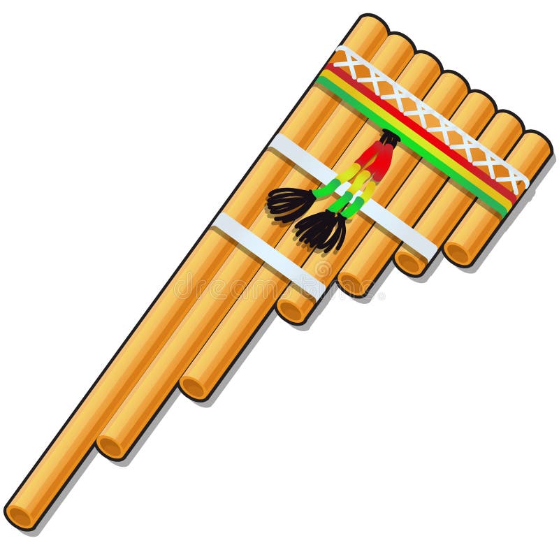 Pan flute isolated on white background. Vector cartoon close-up illustration. Pan flute isolated on white background. Vector cartoon close-up illustration