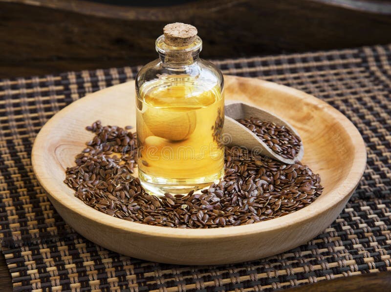 Flax Seed Oil in Bottle with Flax Seeds Stock Photo Image of healthy