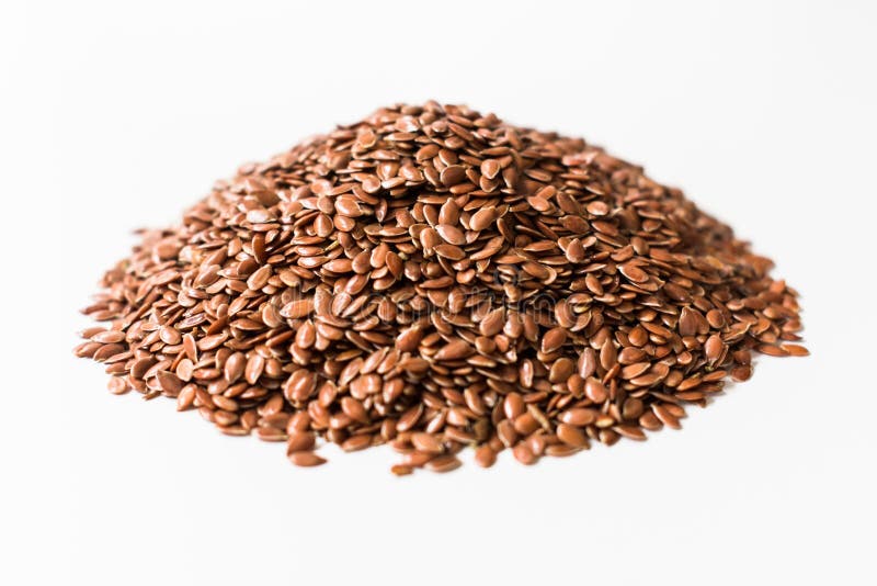 Flax Seeds Isolated On A White Background.Closeup. Stock Photo Image
