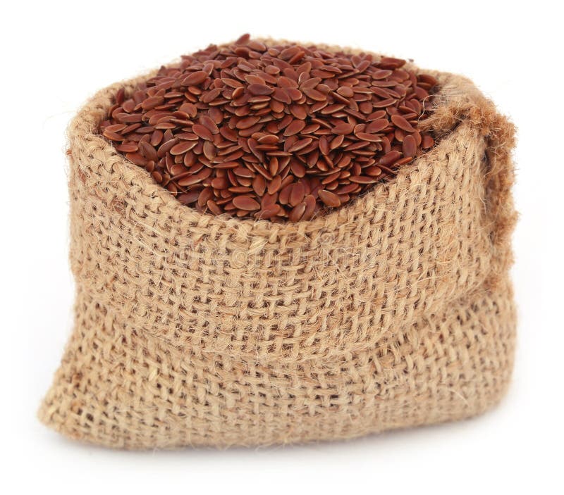 Flax seed in a jute bag stock image. Image of organic 111967173