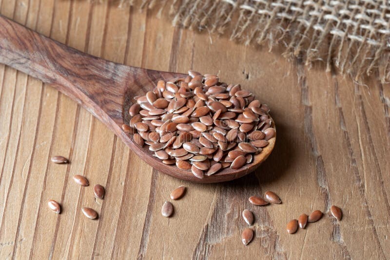 Flax Seeds on a Spoon on a Table Stock Photo Image of supplement