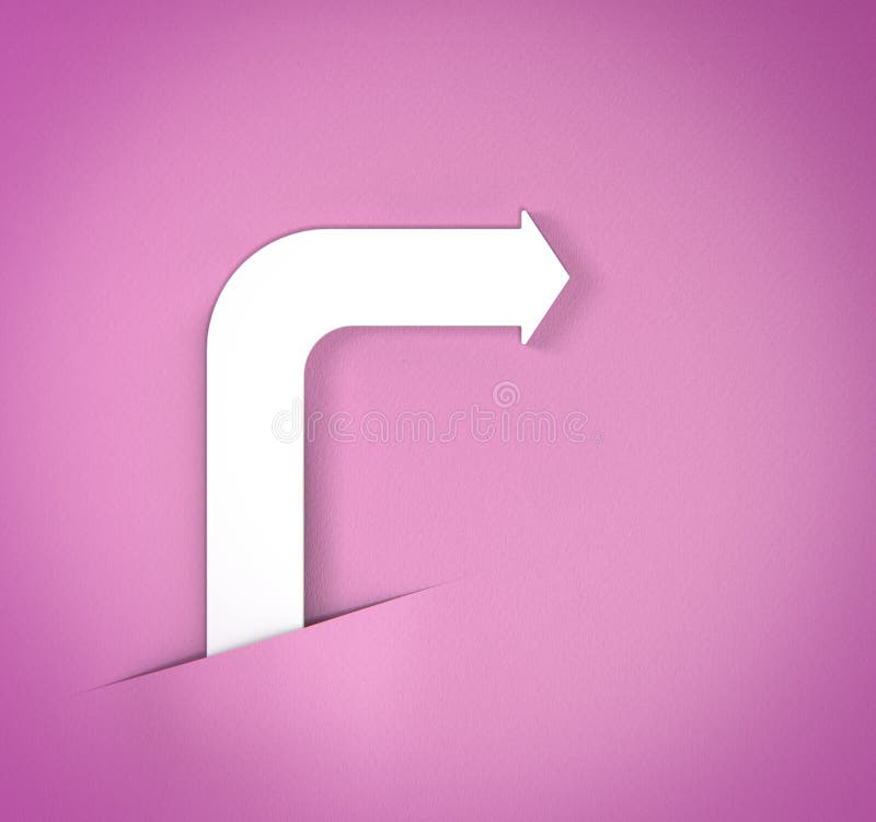 Flecha blanca doblada extracto en fondo rosado stock de ilustración