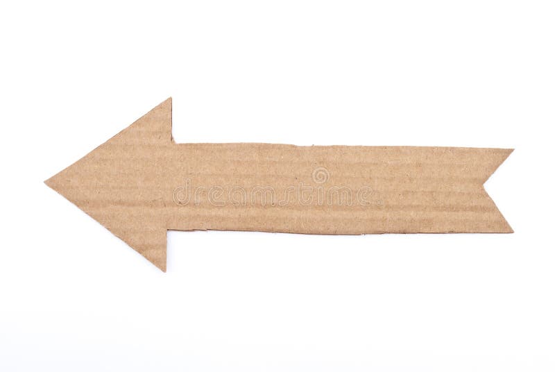 Cardboard arrow on white background. Cardboard arrow on white background