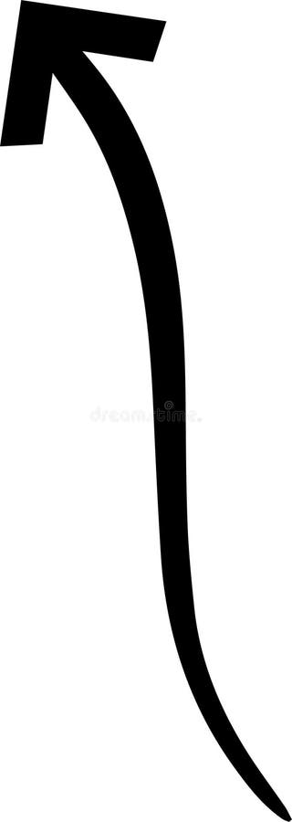 Flecha negra simple apuntando hacia la izquierda y doblándose con un diseño limpio y moderno. aislado en un fondo blanco stock de ilustración