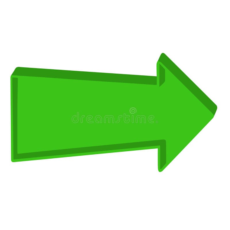 Flecha verde que señala a la derecha en un fondo blanco