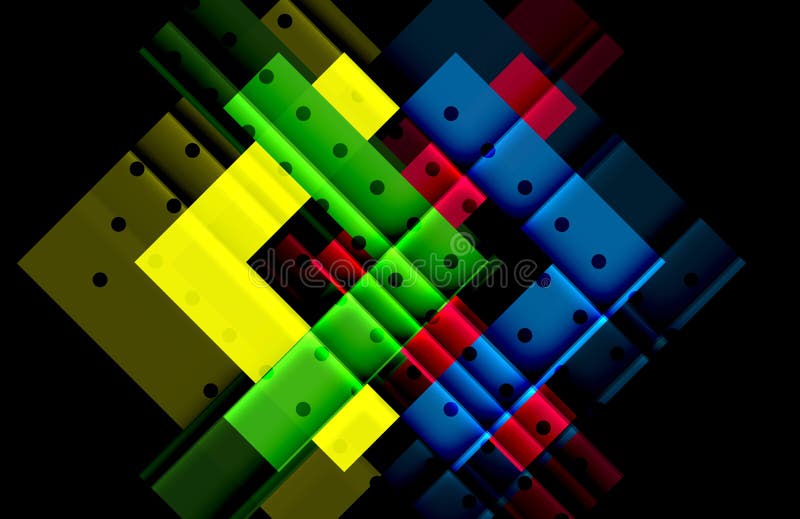 Flechas del color en fondo negro stock de ilustración Flechas del color en fondo negro stock de ilustración