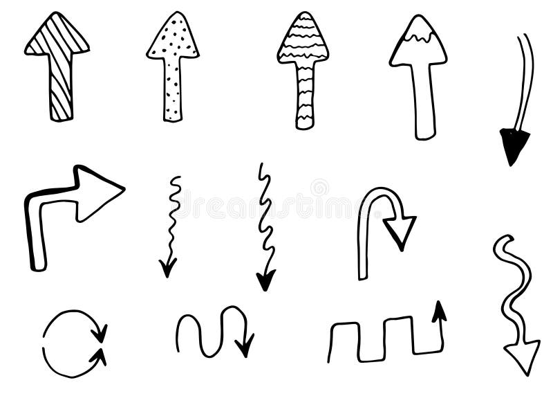 Flechas dibujadas mano del vector del garabato fijadas Movimientos finos ilustración del vector Flechas dibujadas mano del vector del garabato fijadas Movimientos finos ilustración del vector