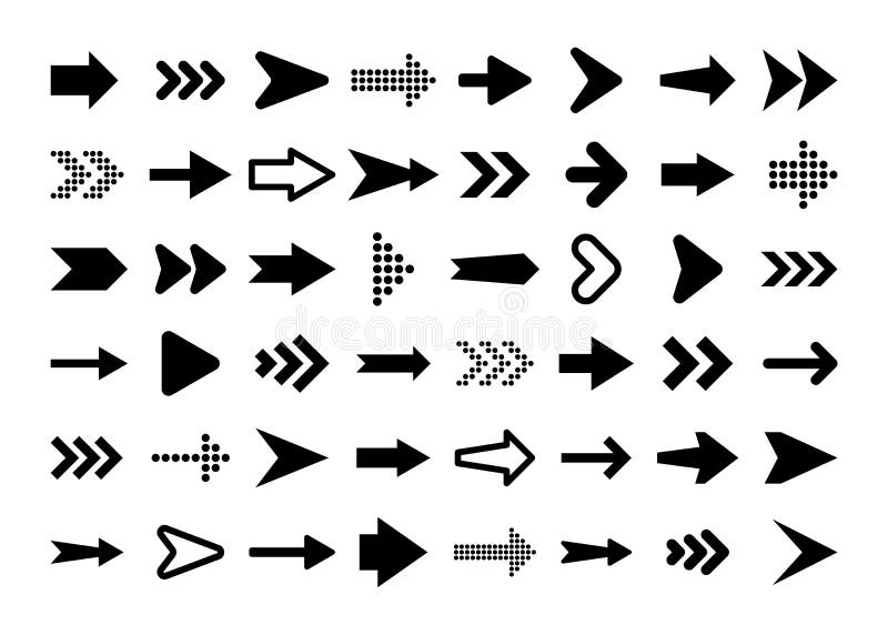 Flechas negras fijadas en el fondo blanco Flecha, icono del cursor Colección de los indicadores del vector Detrás, muestra siguie ilustración del vector Flechas negras fijadas en el fondo blanco Flecha, icono del cursor Colección de los indicadores del vector Detrás, muestra siguie ilustración del vector