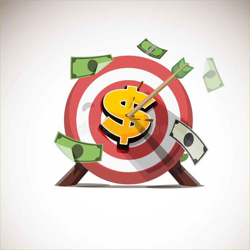 Flechas que golpean el centro del icono del dinero - vector libre illustration Flechas que golpean el centro del icono del dinero - vector libre illustration