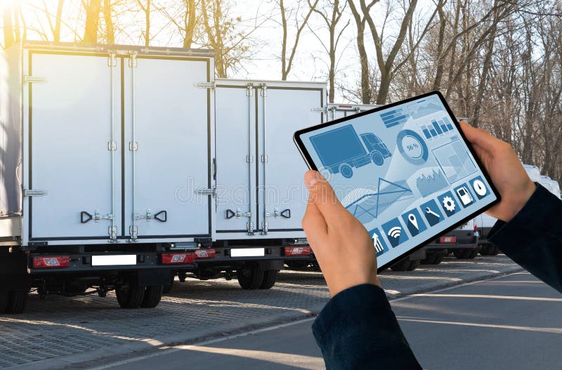 Fleet Manager with a Digital Tablet Stock Image Image of